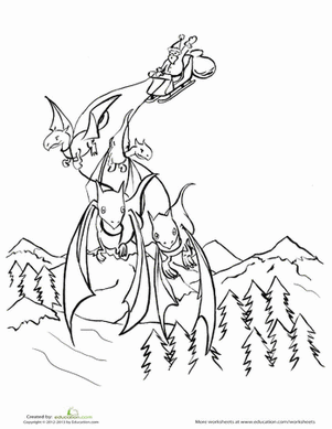 Christmas Dragons Coloring Page