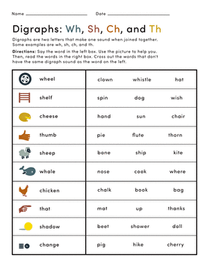 Digraphs Wh, Sh, Ch, and Th