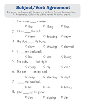 Subject Verb Agreement Quiz