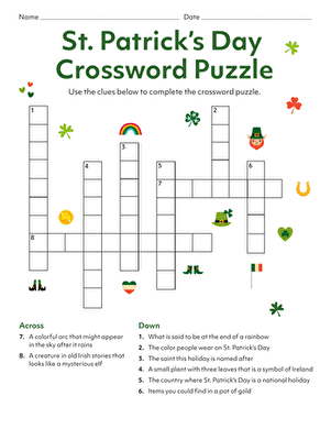 St. Patrick's Day Crossword Puzzle
