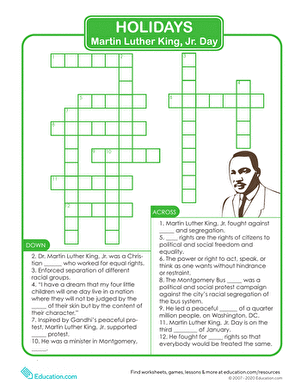 Martin Luther King, Jr. Crossword Puzzle