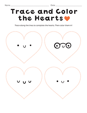 Trace and Color the Hearts