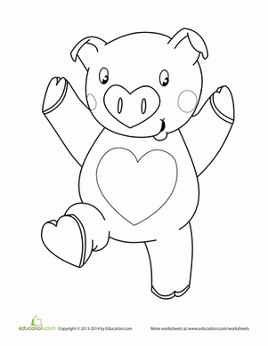 Valentine's Day Pig Coloring Page