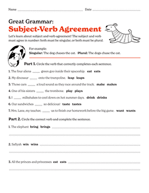 Great Grammar: Subject Verb Agreement