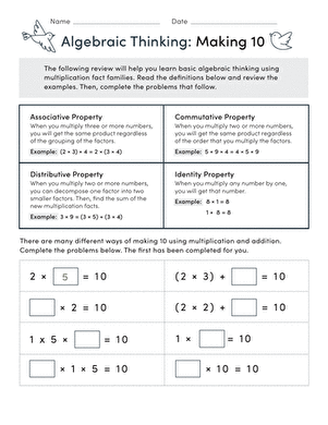 Algebraic Thinking: Making 10