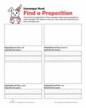 Preposition Scavenger Hunt