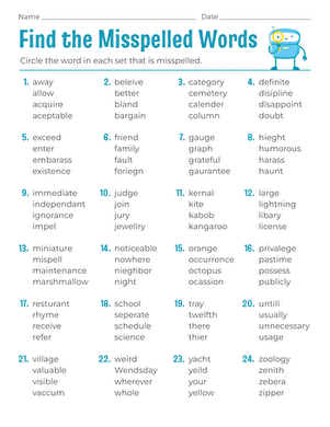 Find the Misspelled Words large image
