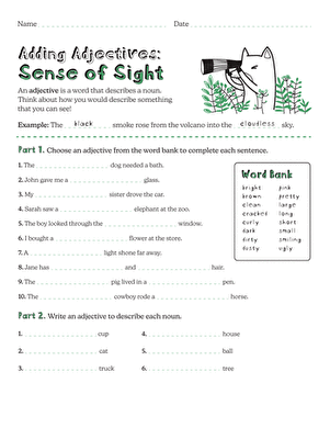 Adding Adjectives: Sense of Sight