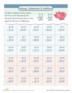 Money Addition and Subtraction