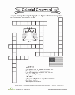 Colonial Crossword Puzzle