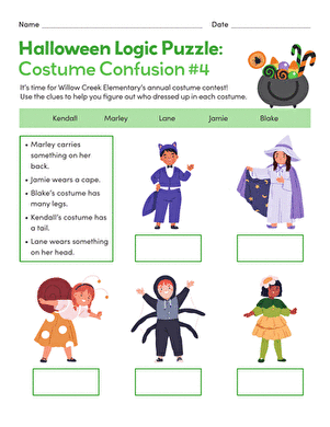 Halloween Logic Puzzle: Costume Confusion #4