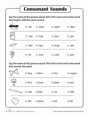 Phonics Practice Test: Consonant Sounds