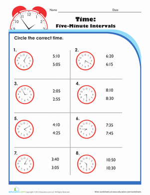 Telling Time: Five Minutes