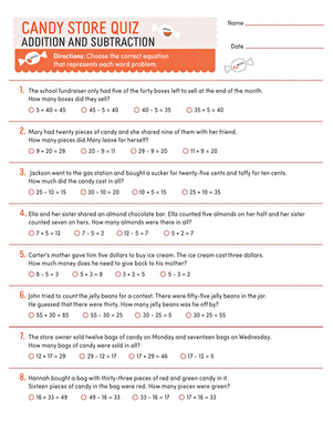 Candy Store Quiz: Addition & Subtraction