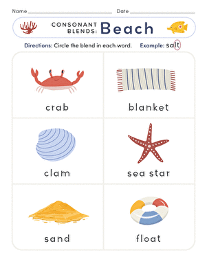 Consonant Blends: Beach