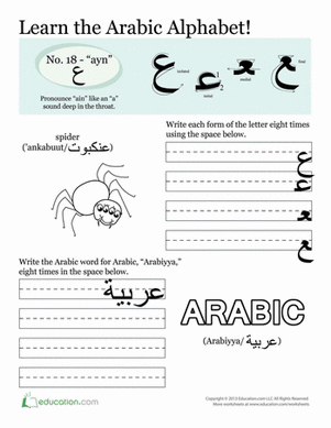 Arabic Alphabet: 'Ayn