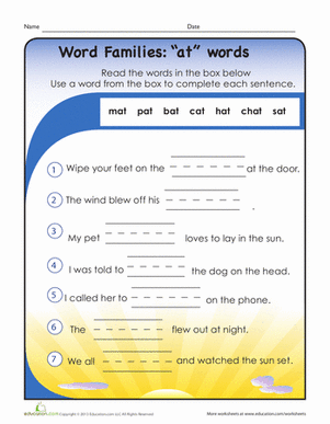Writing Word Families: -at Words