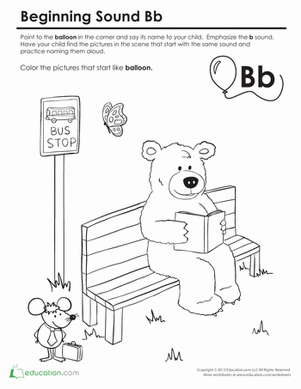 Beginning Sounds Coloring: Sounds Like Bear
