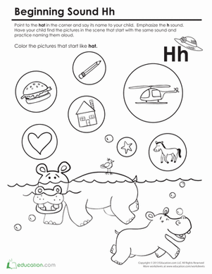 Beginning Sounds Coloring: Sounds Like Hat