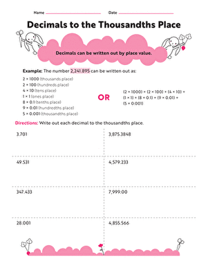 Decimals to the Thousandths Place