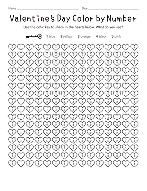 Valentine's Day Color by Number