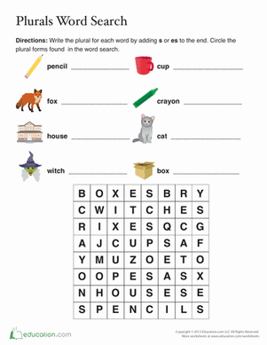 Plural Nouns Word Search