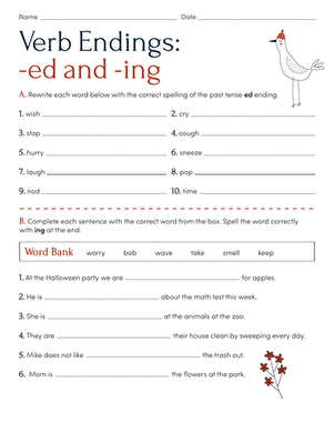 Verb Endings -ed and -ing