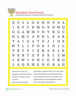 Hanukkah Word Search