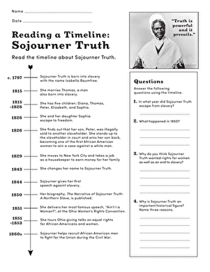 Sojourner Truth Timeline