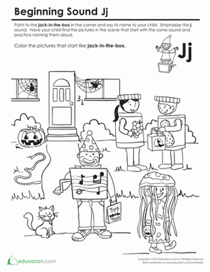 Beginning Sounds Coloring: Sounds Like Jack-in-the-Box