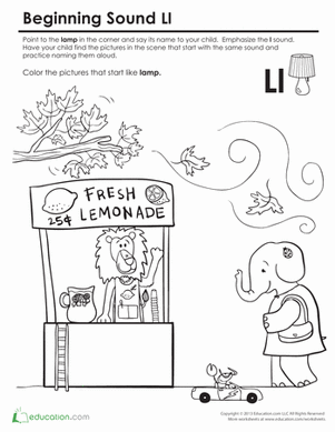 Beginning Sounds Coloring: Sounds Like Lamp