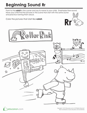 Beginning Sounds Coloring: Sounds Like Rabbit