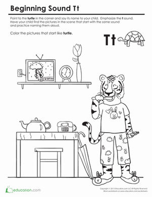Beginning Sounds Coloring: Sounds Like Turtle
