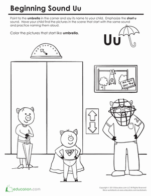 Beginning Sounds Coloring: Sounds Like Umbrella