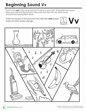 Beginning Sounds Coloring: Sounds Like Vest