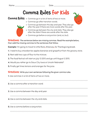 Comma Rules for Kids