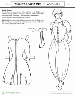 Amelia Jenks Bloomer Paper Doll