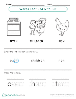 Welcome to Word Families: -en Words