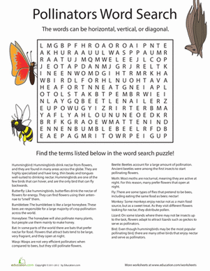 Flowers in Love: Pollinators Word Search