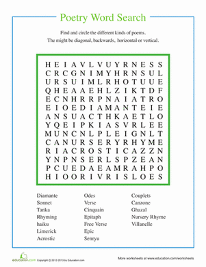 Poetry Word Search