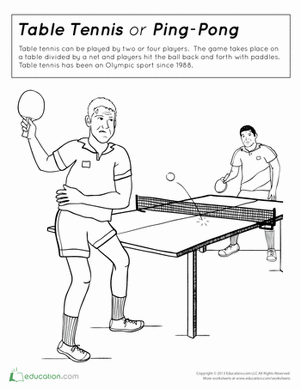 Table Tennis Coloring Page