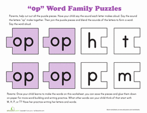 Word Family Puzzle: -OP