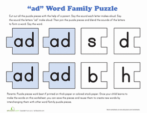 Word Family Puzzle: -AD