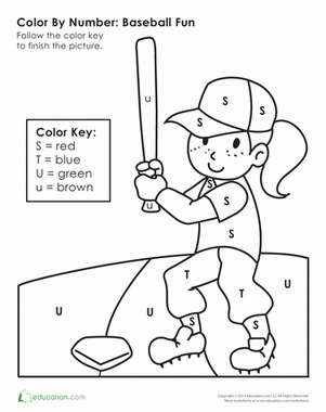 Color by Letter: Playing Baseball