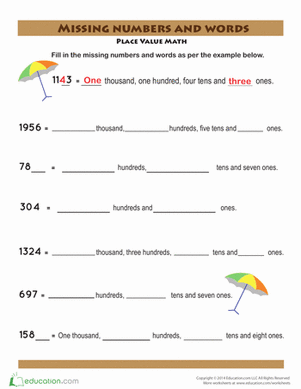 Missing Numbers and Words