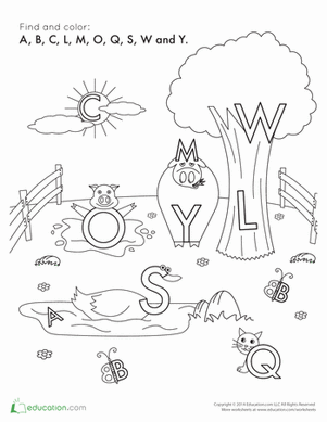 Letter Recognition Coloring Page