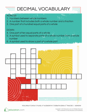 Decimal Vocabulary Crossword