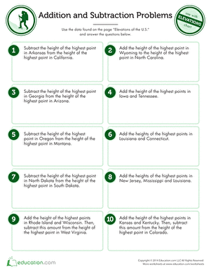 Elevations: Word Problems