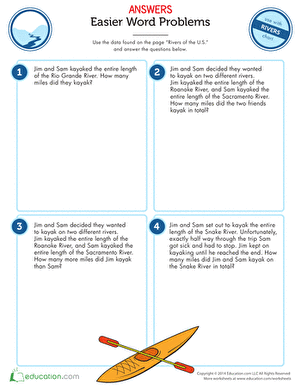 Rivers: Easy Math Word Problems