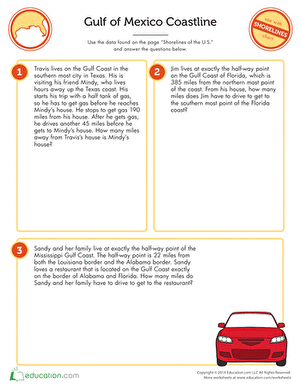 Shorelines: Basic Addition and Subtraction Word Problems